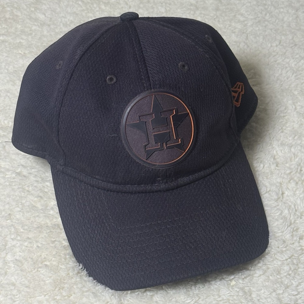 Houston Astros New Era 9TWENTY Black Adjustable Hat Tonal Logo Orange